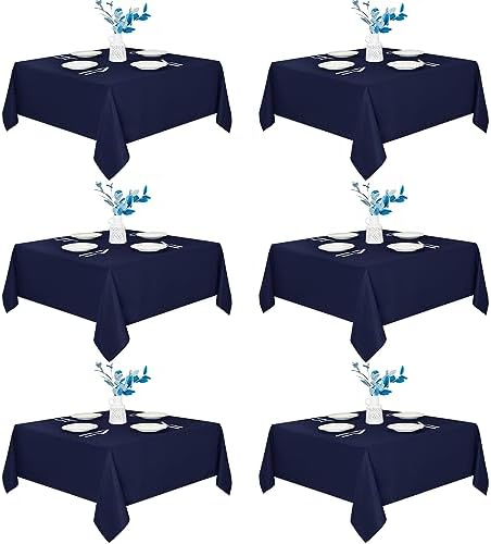 6 Pack Navy Square Tablecloths 70x70 Inch for 2-4 Ft Tables in 70x70 Inch in Navy