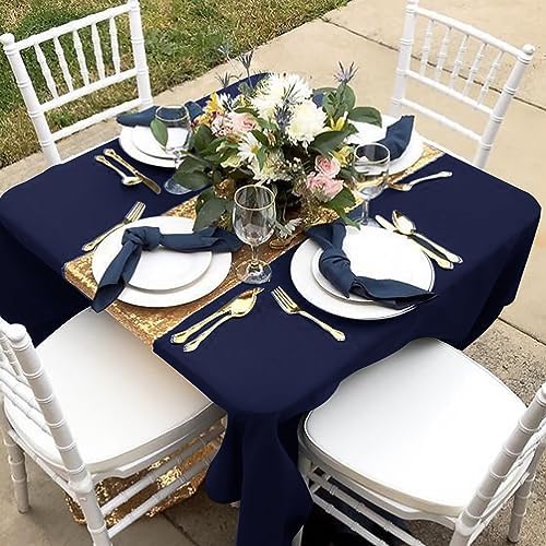 6 Pack Navy Square Tablecloths 70x70 Inch for 2-4 Ft Tables in 70x70 Inch in Navy, alternate view 7