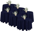 6 Pack Navy Tablecloths 120 Inch Round for 48"-96" Tables in Navy