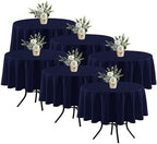 6 Pack Navy Tablecloths 70 Inch Round for 36"-48" Tables in Navy