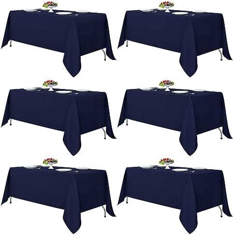 6 Pack Navy Tablecloths 70x120 Inch for 6-8 Ft Rectangle Tables in 70x120 Inch in Navy