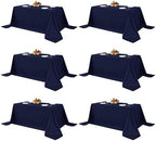 6 Pack Navy Tablecloths 90x132 Inch for 6 Foot Rectangle Tables in 90x132 Inch in Navy