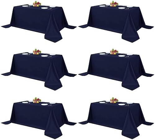 6 Pack Navy Tablecloths 90x132 Inch for 6 Foot Rectangle Tables in 90x132 Inch in Navy