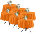 6 Pack Orange Tablecloths 70 Inch Round for 36"-48" Tables in Orange