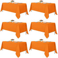 6 Pack Orange Tablecloths 70x108 Inch for 6 Foot Rectangle Tables in 70x108 Inch in Orange
