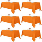 6 Pack Orange Tablecloths 70x108 Inch for 6 Foot Rectangle Tables in 70x108 Inch in Orange