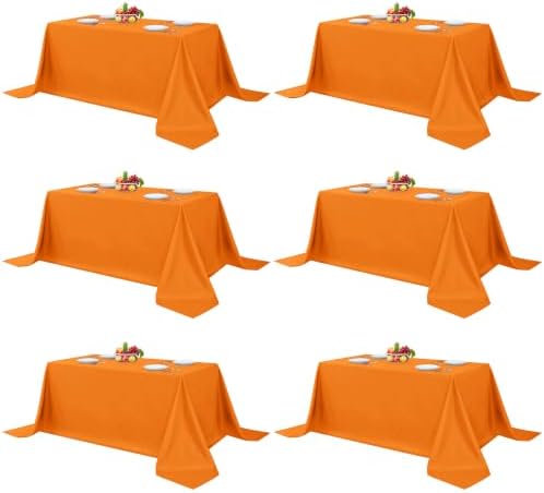 6 Pack Orange Tablecloths 90x156 Inch for 8 Foot Rectangle Tables in 90x156 Inch in Orange
