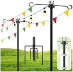 6 Pack Outdoor String Light Poles 10 ft with Detachable Side Crossbars