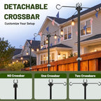 6 Pack Outdoor String Light Poles 10 ft with Detachable Side Crossbars, alternate view 3