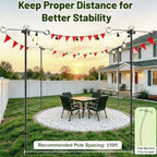 6 Pack Outdoor String Light Poles 10 ft with Detachable Side Crossbars, alternate view 6