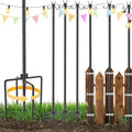 6 Pack Outdoor String Light Poles, Metal Lights Hanging Pole with 2 Hooks and Rustproof, for Patio Garden Deck