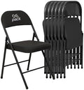 6 Pack Padded Folding Chairs, PU Leather Seat, 350 lb, Black in Black