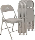 6 Pack Padded Folding Chairs, PU Leather Seat, 350 lb, Grey in Grey