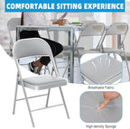 6 Pack Padded Folding Chairs, PU Leather Seat, 350 lb, Grey in Grey, alternate view 3