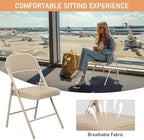 6 Pack Padded Folding Chairs, PU Leather Seat, 350 lb, Khaki in Khaki, alternate view 5