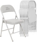 6 Pack Padded Folding Chairs, PU Leather Seat, 350 lb, White in White