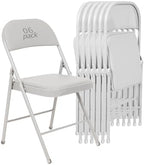 6 Pack Padded Folding Chairs, PU Leather Seat, 350 lb, White in White