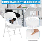 6 Pack Padded Folding Chairs, PU Leather Seat, 350 lb, White in White, alternate view 4
