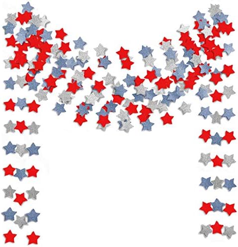 6 Pack Patriotic Star Streamers Garland Red White Blue Bunting Banner Paper Hanging Decorations for 4th of July
