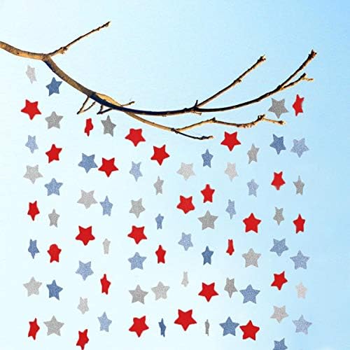 6 Pack Patriotic Star Streamers Garland Red White Blue Bunting Banner Paper Hanging Decorations for 4th of July, alternate