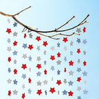 6 Pack Patriotic Star Streamers Garland Red White Blue Bunting Banner Paper Hanging Decorations for 4th of July, alternate