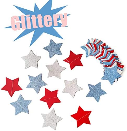 6 Pack Patriotic Star Streamers Garland Red White Blue Bunting Banner Paper Hanging Decorations for 4th of July, alternate