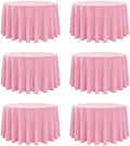 6-Pack Pink Round Tablecloths, 120 in, for 5-6 Ft Round Tables in Pink