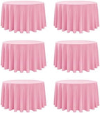 6-Pack Pink Round Tablecloths, 120 in, for 5-6 Ft Round Tables in Pink