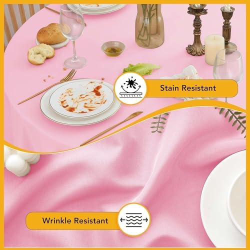 6-Pack Pink Round Tablecloths, 120 in, for 5-6 Ft Round Tables in Pink, alternate view 3