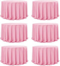 6-Pack Pink Round Tablecloths, 132 in, for 6-8 Ft Round Tables