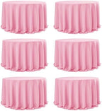 6-Pack Pink Round Tablecloths, 132 in, for 6-8 Ft Round Tables
