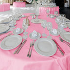 6 Pack Pink Tablecloths 120 Inch Round for 48"-96" Tables in Pink, alternate view 2