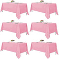 6 Pack Pink Tablecloths 70x108 Inch for 6 Foot Rectangle Tables in 70x108 Inch in Pink