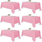 6 Pack Pink Tablecloths 70x108 Inch for 6 Foot Rectangle Tables in 70x108 Inch in Pink