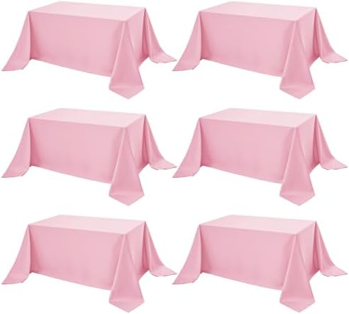 6-Pack Pink Tablecloths for Rectangle Tables, 90 x 132 Inches in 90 x 132 Inches