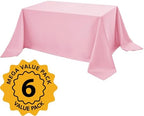 6-Pack Pink Tablecloths for Rectangle Tables, 90 x 132 Inches in 90 x 132 Inches, alternate view 2