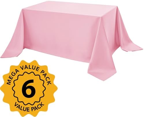 6-Pack Pink Tablecloths for Rectangle Tables, 90 x 132 Inches in 90 x 132 Inches, alternate view 2