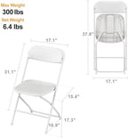 6 Pack Plastic Folding Chair, 300lb Capacity, Portable Commercial Chair Seat with Steel Frame for Office Wedding, alternate