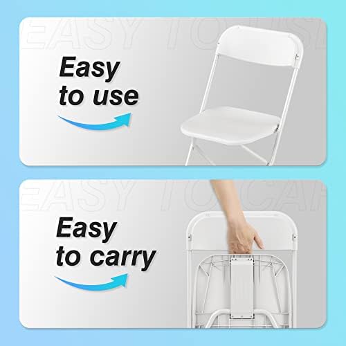 6 Pack Plastic Folding Chair, 300lb Capacity, Portable Commercial Chair Seat with Steel Frame for Office Wedding, alternate