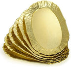 6 Pack Plastic Serving Tray, Gold Serving Platter Set, Reusable Party Snack Serving Tray, Decorative Food