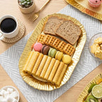 6 Pack Plastic Serving Tray, Gold Serving Platter Set, Reusable Party Snack Serving Tray, Decorative Food, alternate view 2