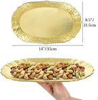 6 Pack Plastic Serving Tray, Gold Serving Platter Set, Reusable Party Snack Serving Tray, Decorative Food, alternate view 3