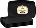6 Pack Plastic Serving Trays - 12.75 x 8.25, Party Platters - Black in Large in Black