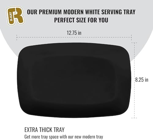 6 Pack Plastic Serving Trays - 12.75 x 8.25, Party Platters - Black in Large in Black, alternate view 3