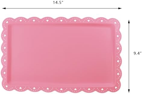 6 Pack Plastic Serving Trays Food Tray - 14" x 9" Rectangle Serving Platter for Wedding Party Supplies Cafeteria, alternate
