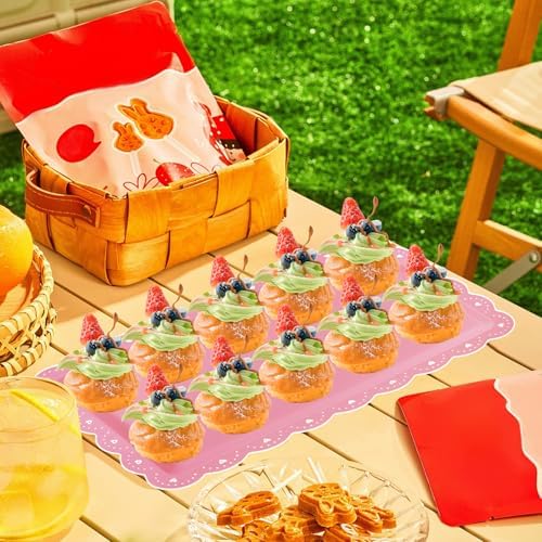 6 Pack Plastic Serving Trays Food Tray - 14" x 9" Rectangle Serving Platter for Wedding Party Supplies Cafeteria, alternate