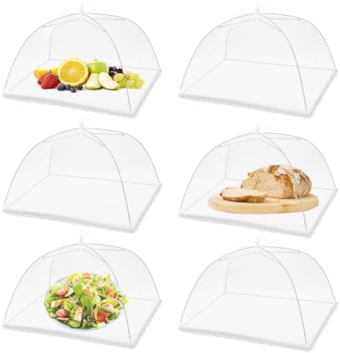 (6 Pack) Pop-Up Outside Picnic Mesh Food Covers Tent Umbrella for Outdoors and Camping Food Net Cover Keep Out