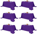 6 Pack Purple Tablecloths 90x132 Inch for 6 Foot Rectangle Tables in 90x132 Inch in Purple
