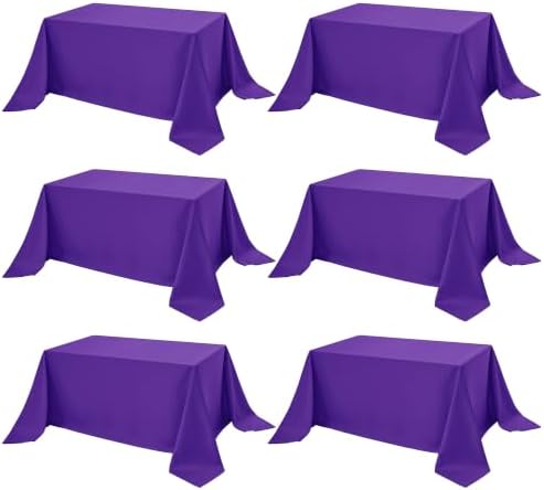 6-Pack Purple Tablecloths for Rectangle Tables, 90 x 156 Inches in 90 x 156 Inches