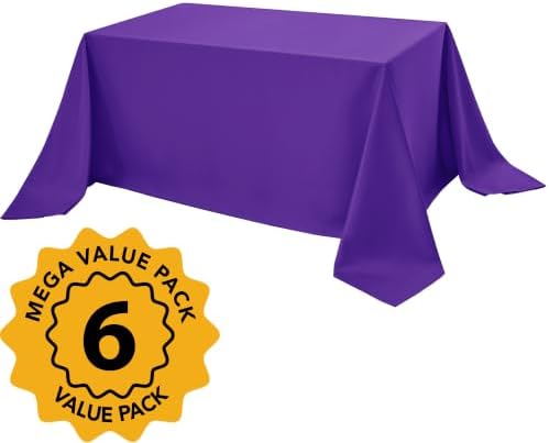 6-Pack Purple Tablecloths for Rectangle Tables, 90 x 156 Inches in 90 x 156 Inches, alternate view 2